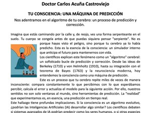 TU CONSCIENCIA: UNA MÁQUINA DE PREDICCIÓN. Nos adentramos en el algoritmo de tu cerebro: un proceso de predicción y corrección.